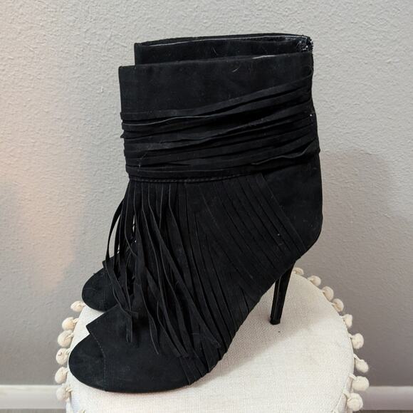 Charlotte Russe Fringe Peep Toe Booties - Picture 1 of 5